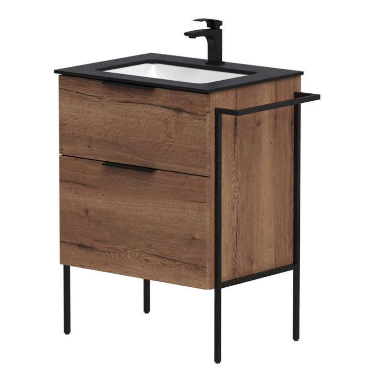 Vannas istabas skapītis KAME BIG ar izlietni ILSA 61x46cm, tobacco oak