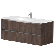 Vannas istabas skapītis Kame City ar izlietni Elide 121x46 cm, brūns ozols/alumīnija profils