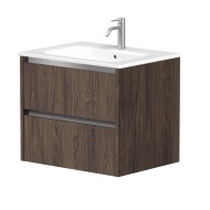 Vannas istabas skapītis Kame City ar izlietni Elide 61x46 cm, brūns ozols/alumīnija profils