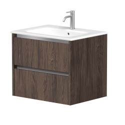 Vannas istabas skapītis Kame City ar izlietni Elide 61x46 cm, brūns ozols/alumīnija profils