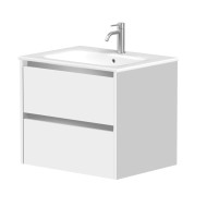 Vannas istabas skapītis Kame City ar izlietni Elide 61x46 cm, balts matēts/alumīnija profils