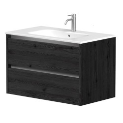 Vannas istabas skapītis Kame City ar izlietni Elide 81x46 cm, melns ozols/alumīnija profils