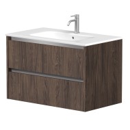 Vannas istabas skapītis Kame City ar izlietni Elide 81x46 cm, brūns ozols/alumīnija profils