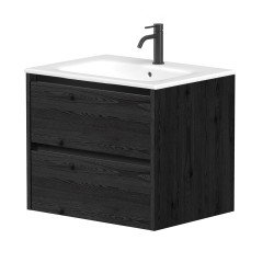Vannas istabas skapītis Kame City ar izlietni Elide 61x46 cm, melns ozols/melns profils