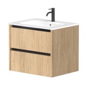 Vannas istabas skapītis Kame City ar izlietni Elide 61x46 cm, gaišs ozols/melns profils