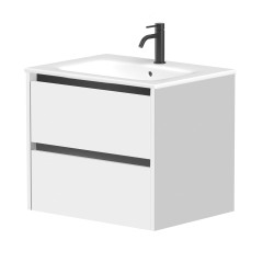 Vannas istabas skapītis Kame City ar izlietni Elide 61x46 cm, balts matēts/melns profils