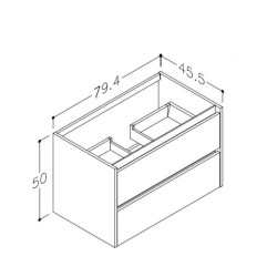 Vannas istabas skapītis Kame City ar izlietni Elide 81x46 cm, balts matēts/alumīnija profils