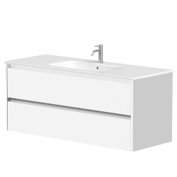 Vannas istabas skapītis Kame City ar izlietni Elide 121x46 cm, balts matēts/balts profils