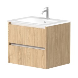 Vannas istabas skapītis Kame City ar izlietni Elide 61x46 cm, gaišs ozols/balts profils