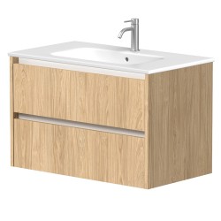 Vannas istabas skapītis Kame City ar izlietni Elide 81x46 cm, gaišs ozols/balts profils