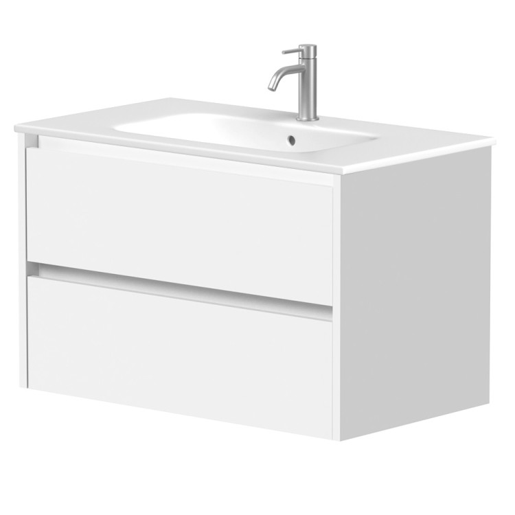 Vannas istabas skapītis Kame City ar izlietni Elide 81x46 cm, balts matēts/balts profils