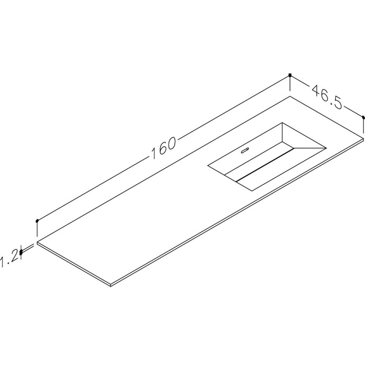 Izlietne skapītim KAME CORIAN 1 160x46.5cm, CN1614618-R-BS