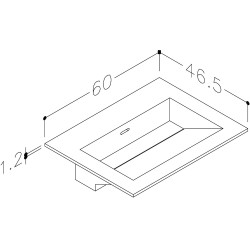 Izlietne skapītim KAME CORIAN 1 60x46.5cm, CN614618-BS