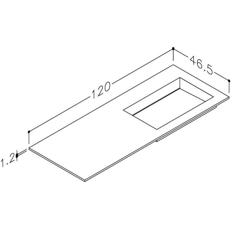 Izlietne skapītim KAME CORIAN 2 120x46.5cm, CN1202465-R-BS