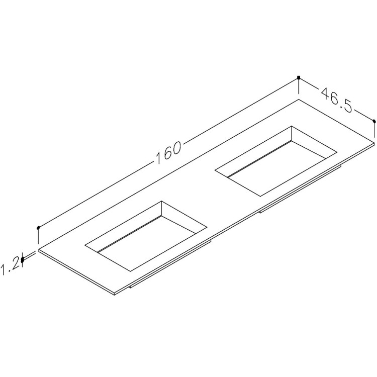 Izlietne skapītim dubultā KAME CORIAN 2 160x46.5cm, CN1600465-D-BS