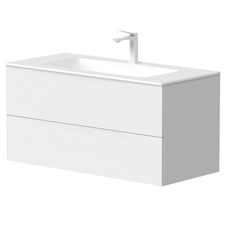 Vannas istabas skapītis Kame GAMA ar izlietni ORION 100х46cm ar push to open, balts matēts