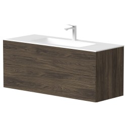 Vannas istabas skapītis Kame GAMA ar izlietni ORION 120х46cm ar push to open, brūns ozols