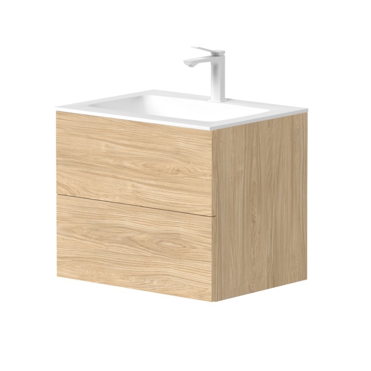 Vannas istabas skapītis Kame GAMA ar izlietni ORION 60х46cm ar push to open, gaišs ozols