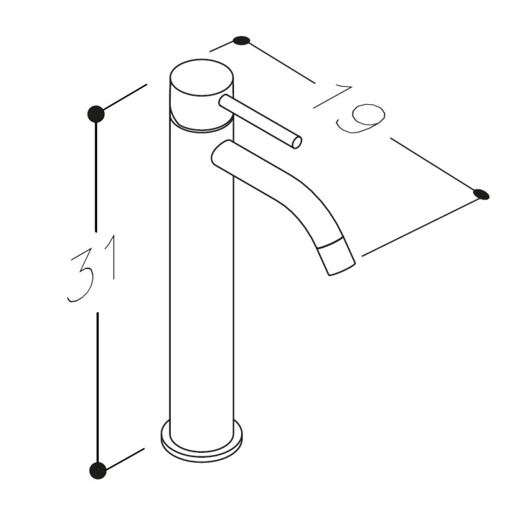 Izlietnes maisītājs paaugstināts Kame LIGHT, melns matēts
