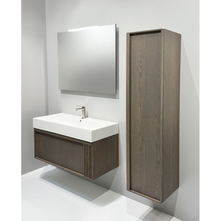 Vannas istabas skapītis ar izlietni Kame SOLE 80.5x46.5cm, rievota fasāde,dūmota ozolkoka finierējums