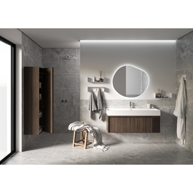 Vannas istabas skapītis ar izlietni Kame SOLE 80.5x46.5cm, rievota fasāde,dūmota ozolkoka finierējums