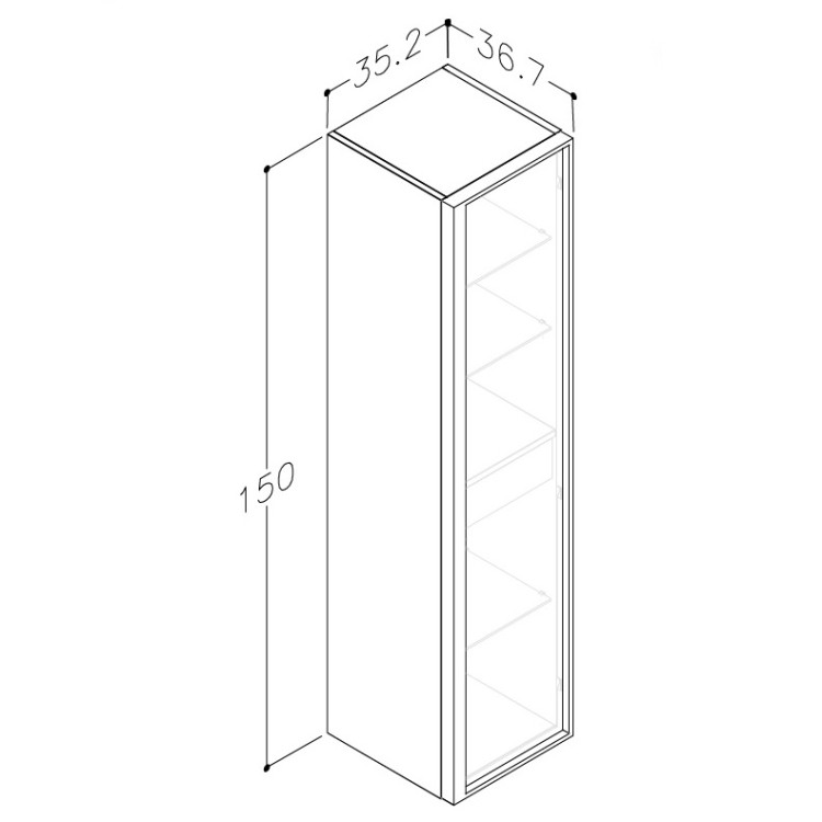Vannas istabas augstais skapis Kame SOLE 150 x 35.2 cm, dūmota ozolkoka finierējums