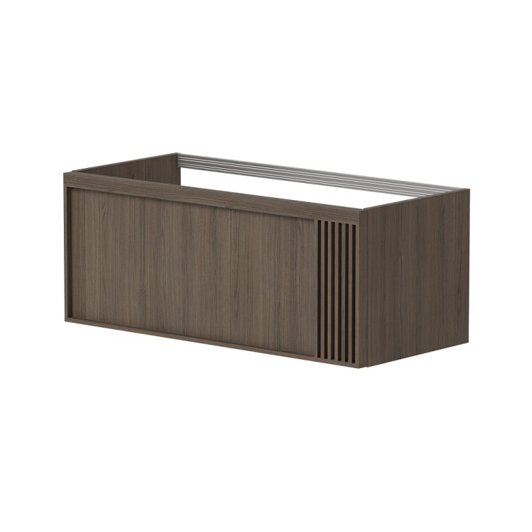 Vannas istabas skapītis izlietnei Kame SOLE 99.2x45.2cm, rievota fasāde, dūmota ozolkoka finierējums