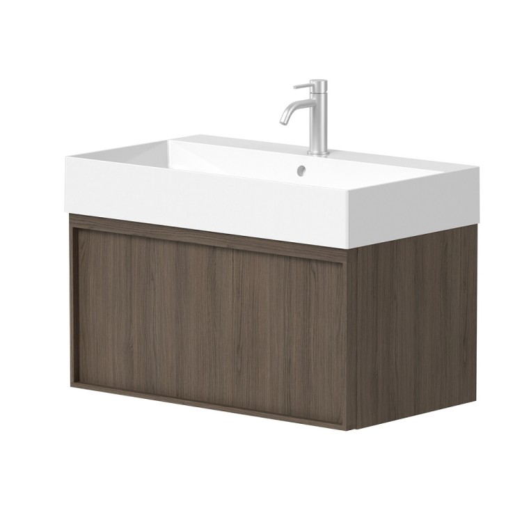 Vannas istabas skapītis ar izlietni Kame SOLE 80.5x46.45cm, dūmota ozolkoka finierējums