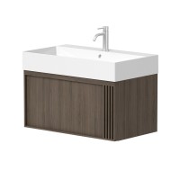 Vannas istabas skapītis ar izlietni Kame SOLE 80.5x46.5cm, rievota fasāde,dūmota ozolkoka finierējums