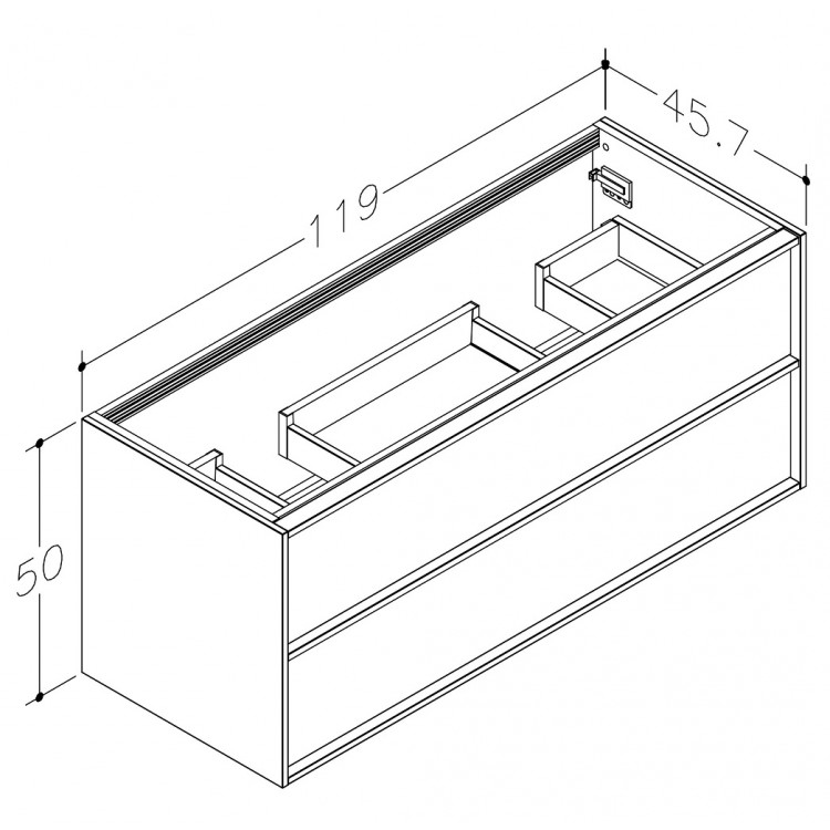 Vannas istabas skapītis izlietnei Kame HOME DUO 120x46cm, dabīgs ozolkoka finierējums