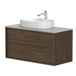 Vannas istabas skapītis ar izlietni Kame HOME 100x46cm, brūns ozolkoka finierējums