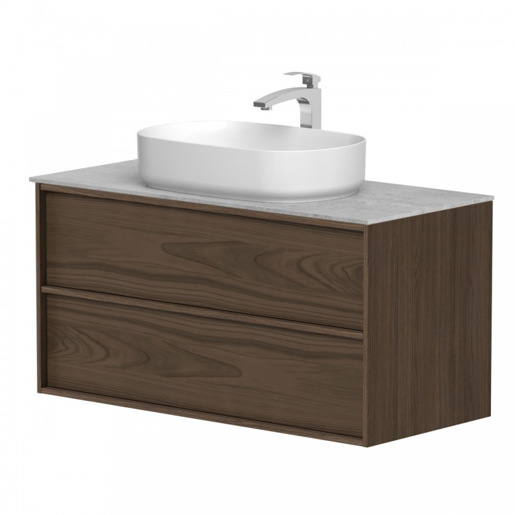 Vannas istabas skapītis ar izlietni Kame HOME 100x46cm, brūns ozolkoka finierējums