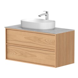 Vannas istabas skapītis ar izlietni Kame HOME 100x46cm, dabīgs ozolkoka finierējums