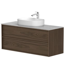 Vannas istabas skapītis ar izlietni Kame HOME 120x46cm, brūns ozolkoka finierējums