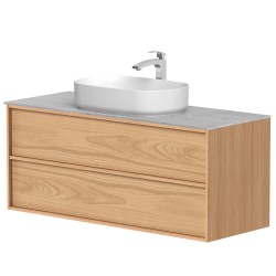 Vannas istabas skapītis ar izlietni Kame HOME 120x46cm, dabīgs ozolkoka finierējums