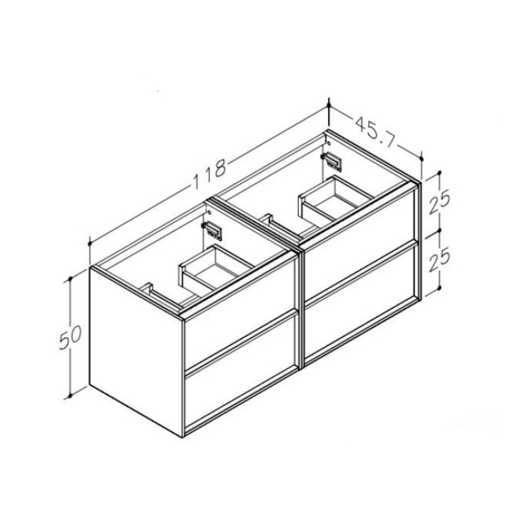 Vannas istabas skapītis izlietnei Kame HOME 2 120x46cm, vara ozolkoka finierējums