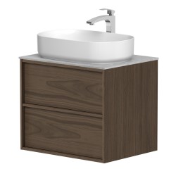 Vannas istabas skapītis ar izlietni Kame HOME 60x46cm, brūns ozolkoka finierējums