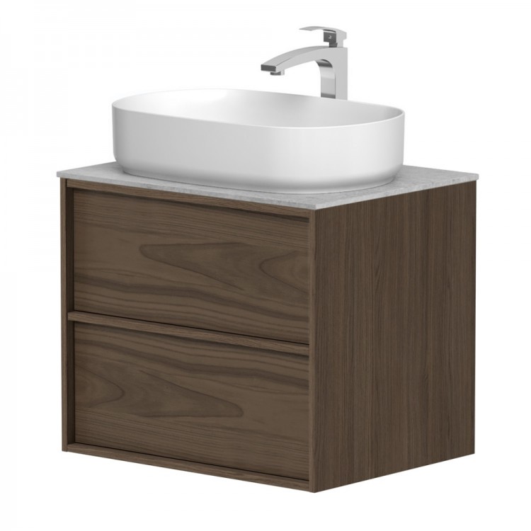 Vannas istabas skapītis ar izlietni Kame HOME 60x46cm, brūns ozolkoka finierējums