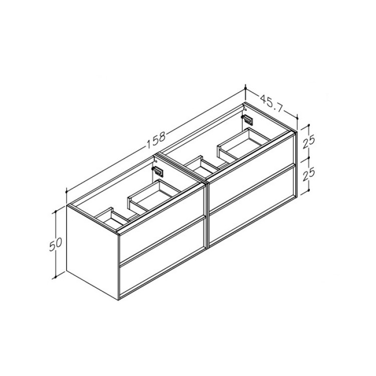 Vannas istabas skapītis izlietnei Kame HOME 2 160x46cm, dabīgs ozolkoka finierējums