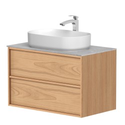 Vannas istabas skapītis ar izlietni Kame HOME 80x46cm, dabīgs ozolkoka finierējums