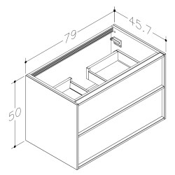 Vannas istabas skapītis zem izlietnei Kame HOME 80x46cm, dabīgs ozolkoka finierējums