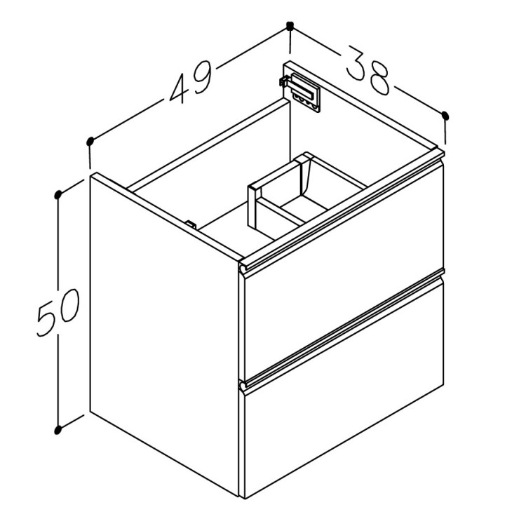Vannas istabas skapītis izlietnei Kame MATCH 50cm, BU/5-2DR/D15MT