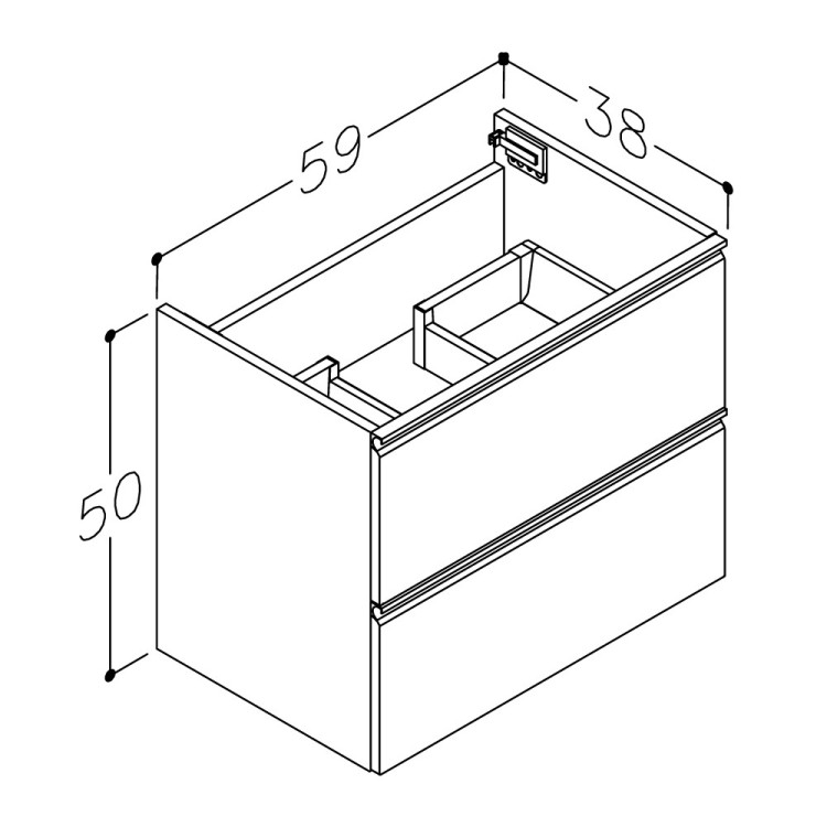 Vannas istabas skapītis izlietnei Kame MATCH 60cm, BU/6-2DR/D15MT