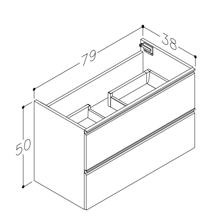 Vannas istabas skapītis izlietnei Kame MATCH 80cm, BU/8-2DR/D15MT