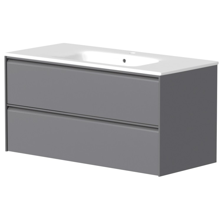 Vannas istabas skapītis Kame MOON ar izlietni Elide 101 cm, pelēks matēts