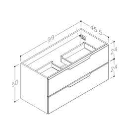 Vannas istabas skapītis izlietnei Kame AMBER 100cm, BU/10-3DR/D02-BL-AMB