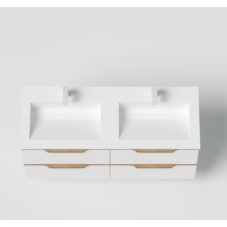 Vannas istabas skapītis dubultai izlietnei Kame AMBER 120cm, 2 x BU/6-3DR/D02-AMB