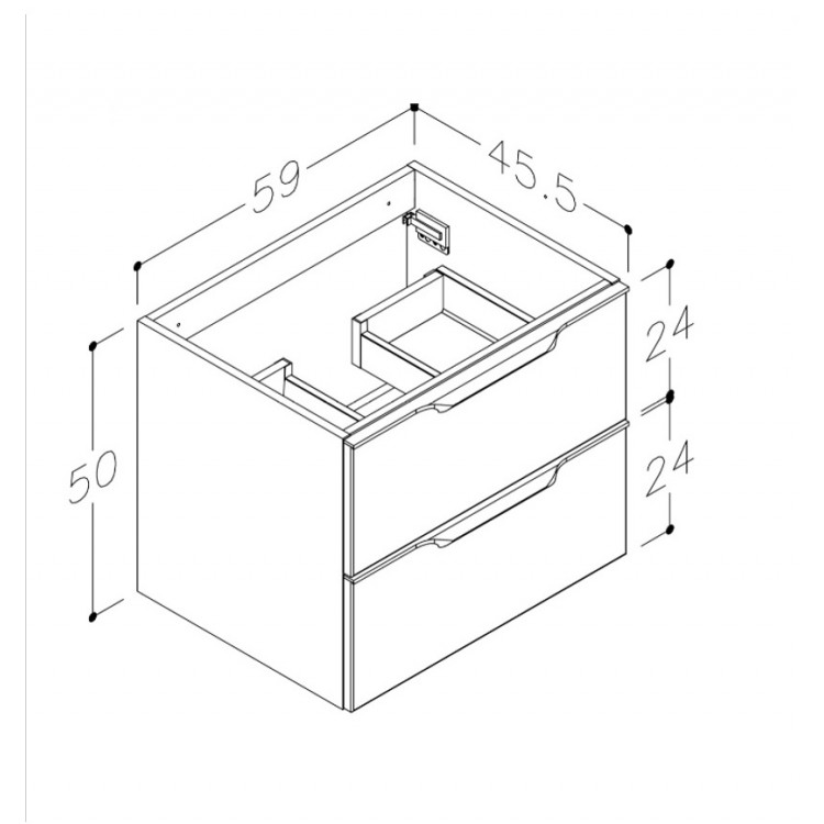 Vannas istabas skapītis izlietnei Kame AMBER 60cm, BU/6-3DR/D02-GR-AMB