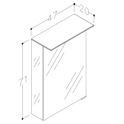 Vannas istabas skapītis ar spoguli KAME Vetro 47x71 cm,MC3DML/46-70/MR
