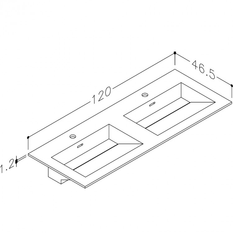 Vannas istabas skapītis ar dubulto izlietni Kame HOME Corian 120x46cm, dabīgs ozolkoka finierējums